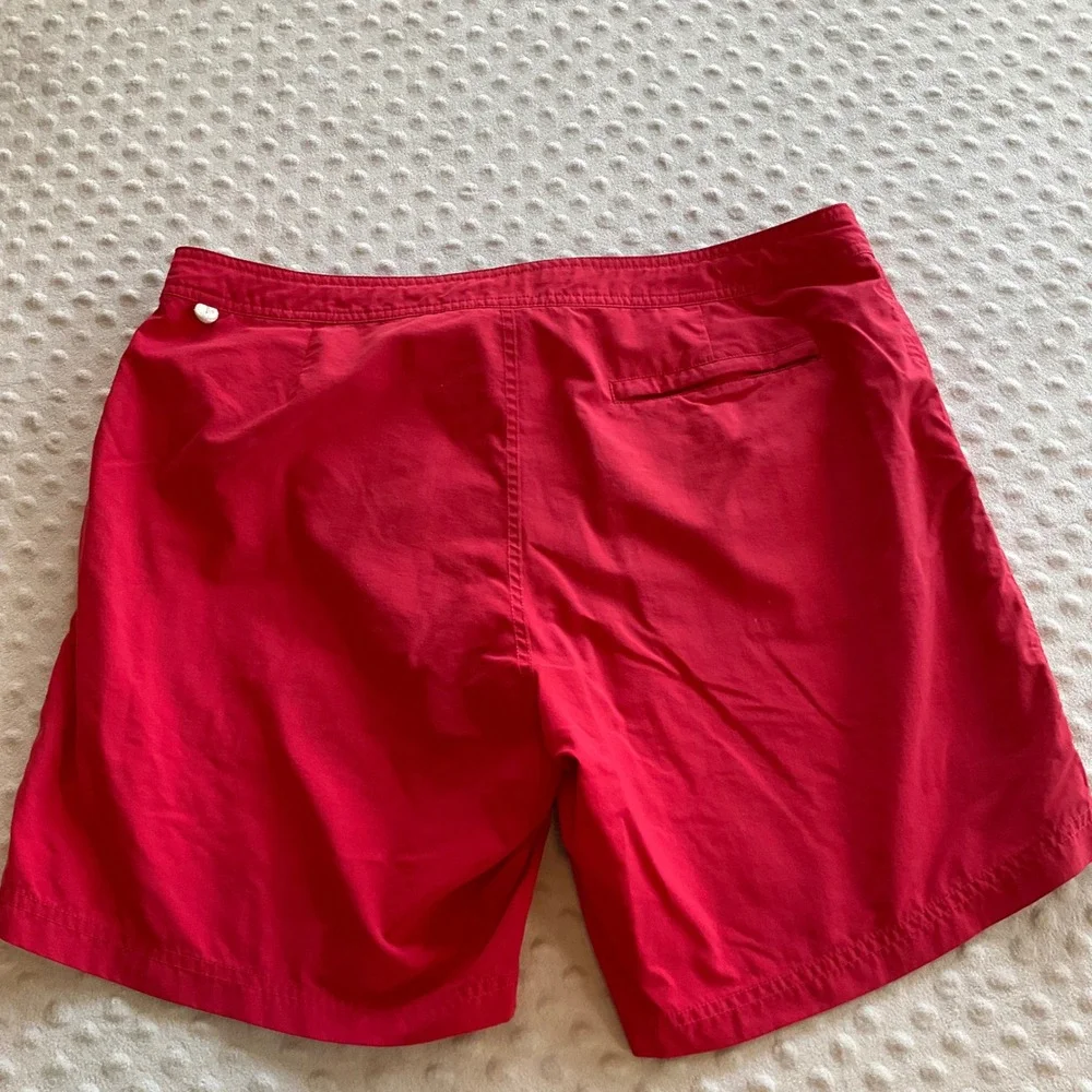 J.Crew Swim Trunks Mens 35 Red Original Swimwear Mesh Lined Board Shorts